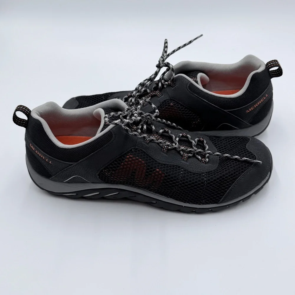 Merrell Mens J289763C Hiking Shoes Black Grey Orange Mesh Trail Sneakers Size 15
